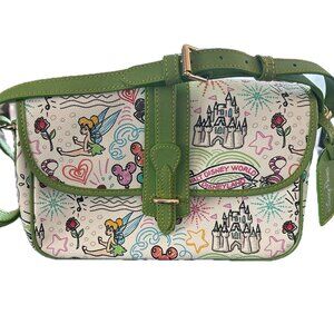 Dooney & Bourke Disney Sketch Tote White Green Trim Gently Used